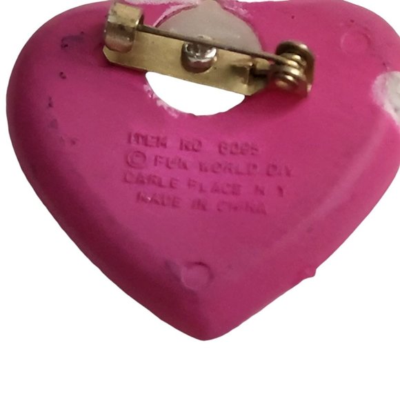Vintage‎ Pink heart The Cat’s Meow Brooch 1980s - Picture 7 of 7